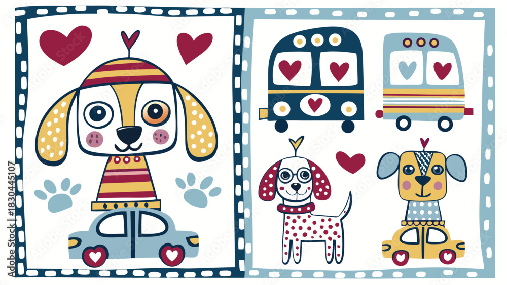 Fototapeta premium set of funny cartoon illustration