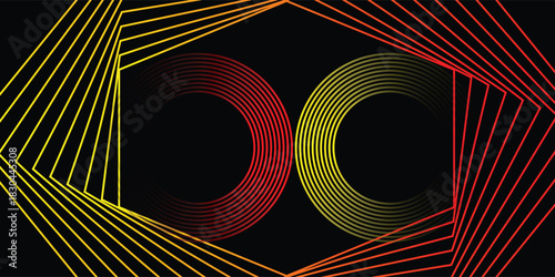 Fiery Red and Yellow Dual Abstract Cyber Background, Vector illustration.