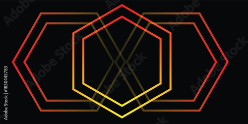 High Contrast Fiery Hexagon Chain Background, Vector illustration.