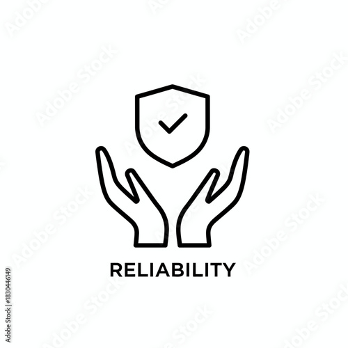 Reliability Icon with Shield and Hands - Symbolizing Trust and Protection