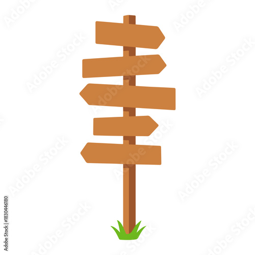 Blank Wooden Signpost with Multiple Arrows Outdoor Direction Template