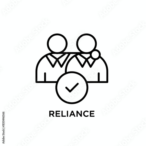 Reliance Icon Two People in Green Screen Collaboration with a Checkmark of Trust