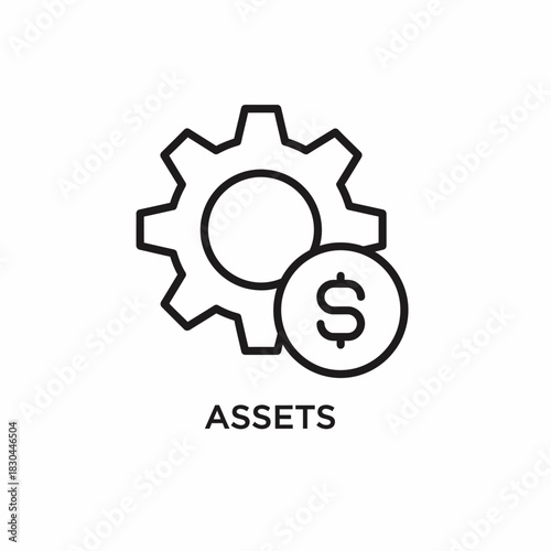 Assets Management Icon Gear and Dollar Sign Symbolizing Financial Resources