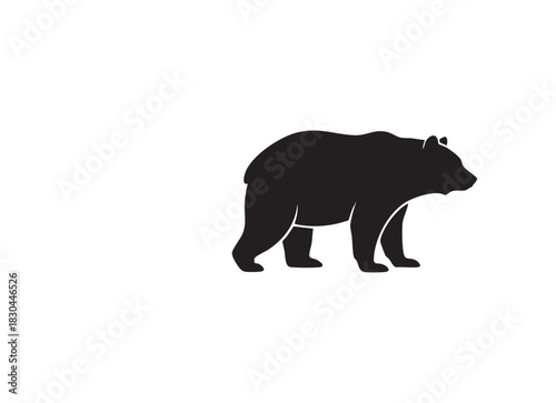 Silhouette of Big Bear Walking on Transparent Background