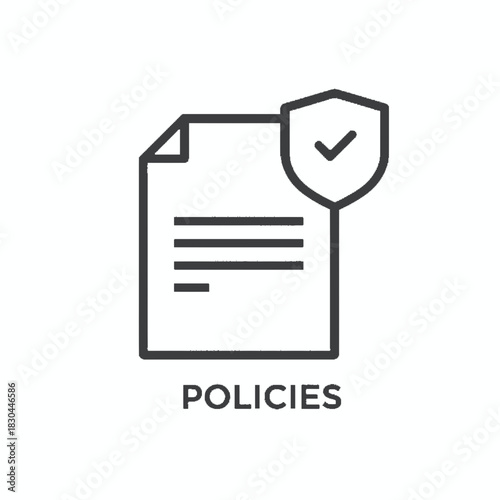 Policies and Protection Icon with a Checkmark in a Shield