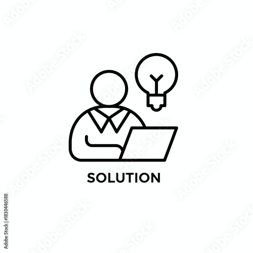 Vector line icon representing an innovative solution and bright idea for a green screen technology presentation