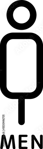 男性用トイレのシンプルでスタイリッシュな線画アイコン、案内板