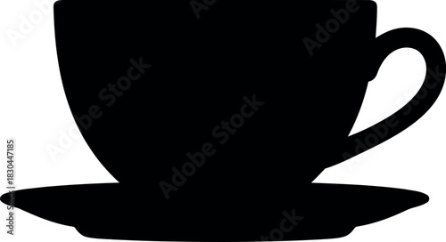 Black coffee cup silhouette on saucer