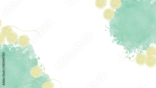 Soft Watercolor Splashes with Dandelion Puffs and Golden Accents