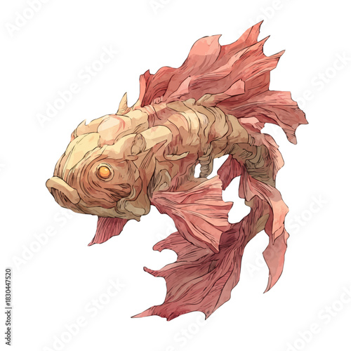 Canvas Print Isometric watercolor graphic of Banshee, neatly isolated on white background