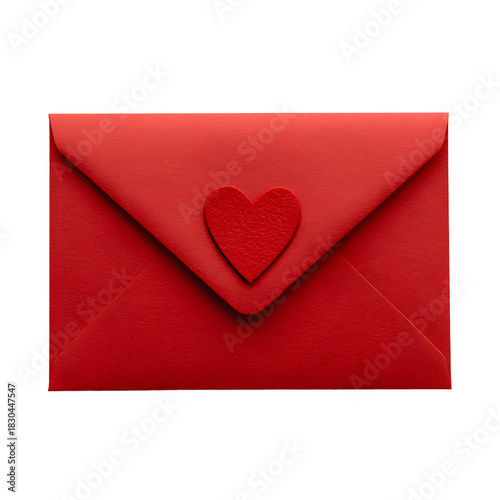 Romantic Red Envelope with Heart Isolated on White Background for Gifting Occasions