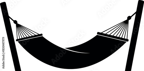 Black hammock silhouette relaxing outdoor leisure
