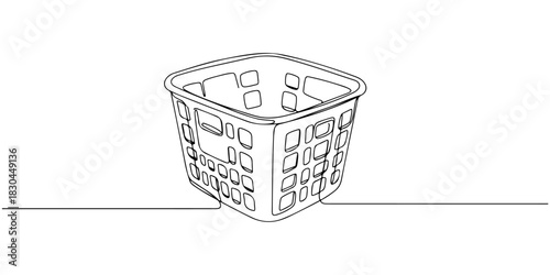 Continuous one line drawing of basket, symbolizing simplicity and neatness, line art style vector illustration.