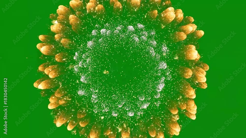 Hepatitis B Virus Particle Exploding on Green Screen Background. Stock ...