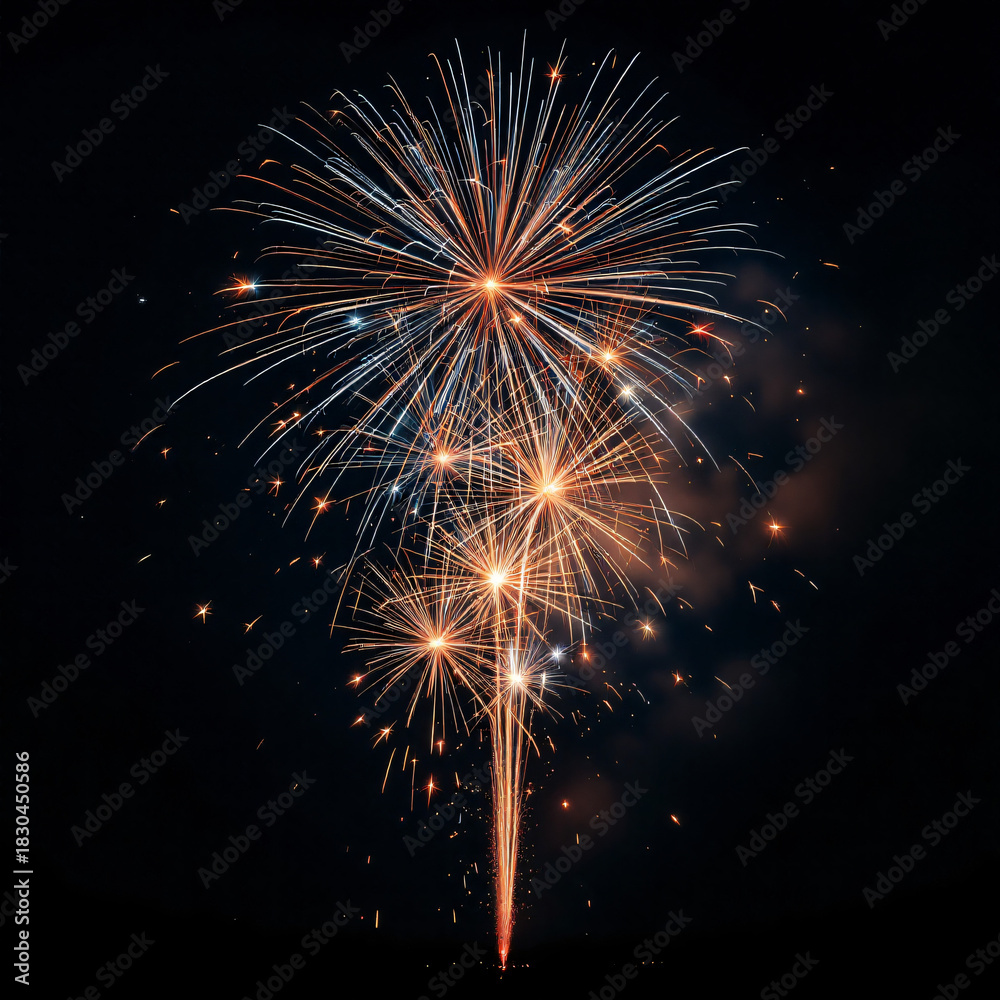 Fototapeta premium Colorful Fireworks Display Bursts Against the Night Sky Celebration