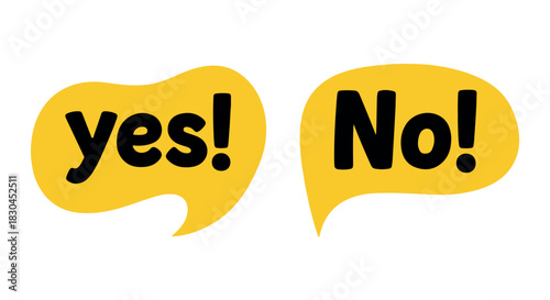 Graphic representation of yes and no responses within speech bubbles, suitable for quick decisions or simple feedback systems