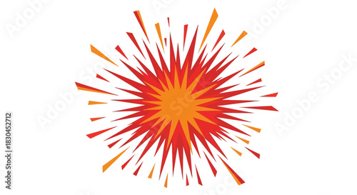 Explosion effect with radiating bursts of red and orange