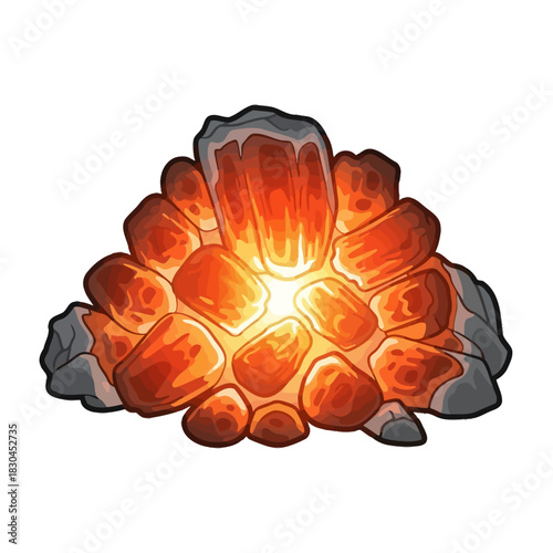 Glowing Coal Heap Fiery Fuel Source Ready for the Forge