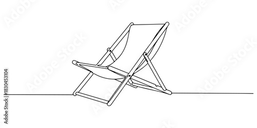 Continuous one line drawing of a beach chair, representing relaxation and the beach, line art style vector illustration.