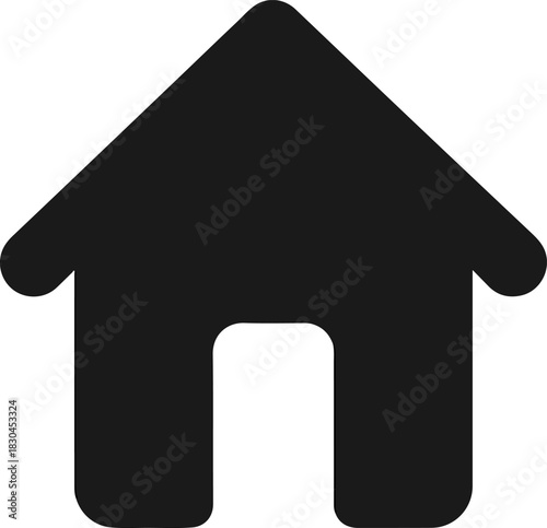 A Simple, Black, Silhouette Icon of a House, Representing Home, Residence, Property, and Dwelling