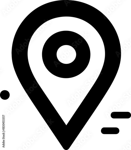 Location pin icon, a minimalistic and modern symbol representing navigation, address, and pinpointing a specific place on a map, perfect for travel and business applications