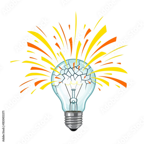 Vibrant Exploding Light Bulb Signifying a Powerful Eureka Moment and Innovative Creative Idea