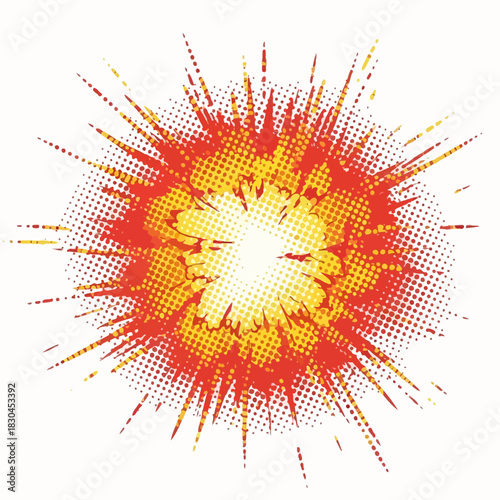 Explosive Burst Retro Comic Book Style Design with Dynamic Energy
