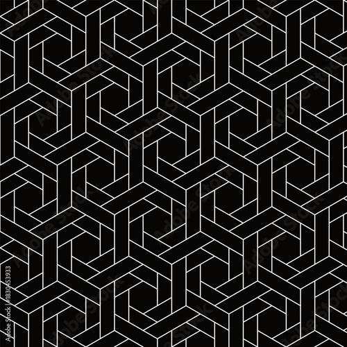 Hexagon, origami, seamless, background material, and compatible with swatches, black. / 六角形 折り紙 背景素材 シームレス スウォッチ対応 黒
