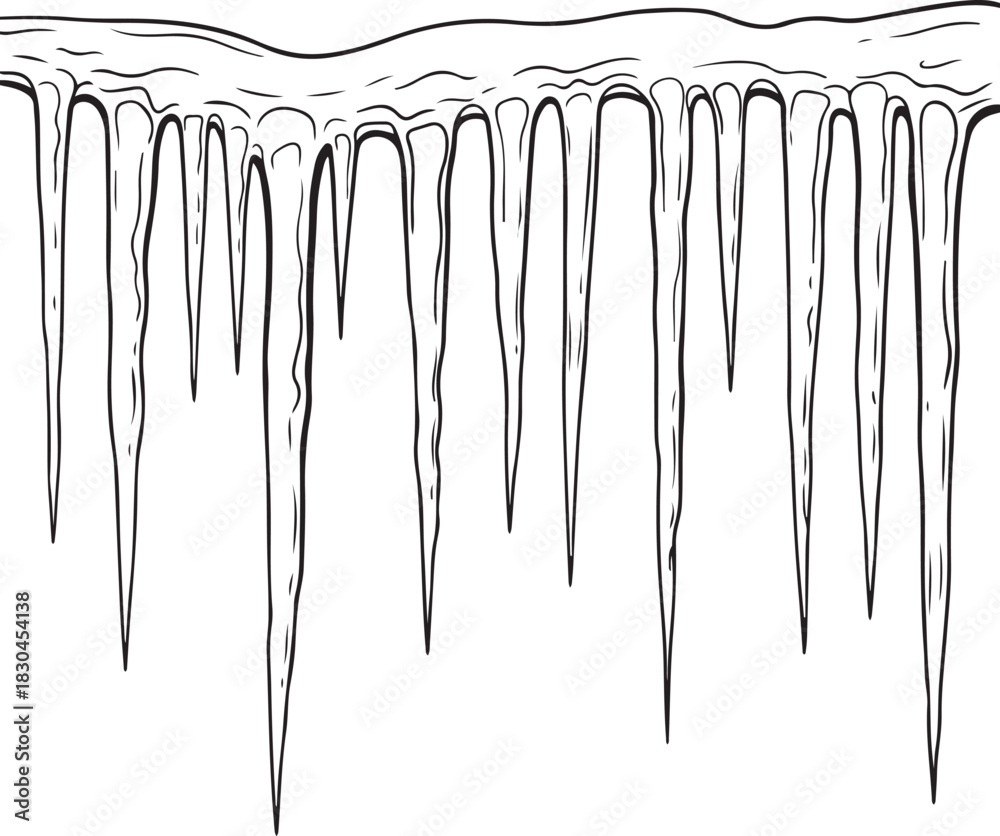 Fototapeta premium Line art of icicles hanging a winter cold snap
