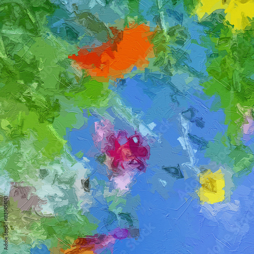 Obraz na plátně Various oil paintings, flowers, roses, peonies, flying swallows, scenic fairylan