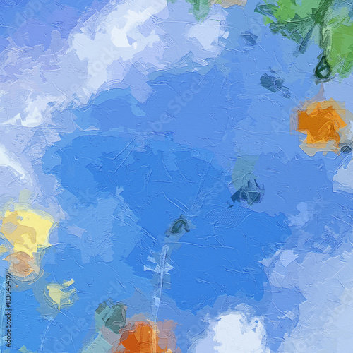 Fotografie Various oil paintings, flowers, roses, peonies, flying swallows, scenic fairylan