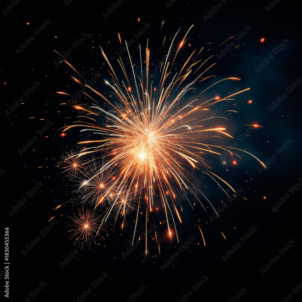 Fototapeta premium Spectacular Golden Fireworks Against a Dark Night Sky Celebration