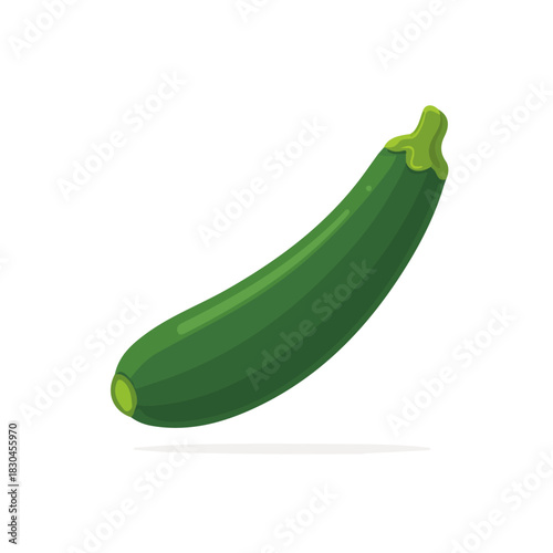 Flat 2D minimalist illustration of a Zucchini, modern vector design with white background.