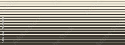 Retro linear halftone gradation texture. Fading thick to thin line gradient pattern. Parallel repeating stripe transition background. Vector horizontal strip wallpaper for overlay, print, cover design
