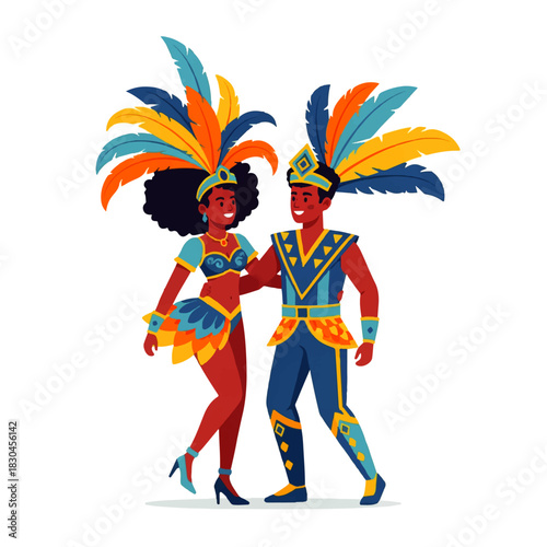 Energetic illustration of three drummers, including one with a festive feathered headdress, celebrating with music and rhythm.