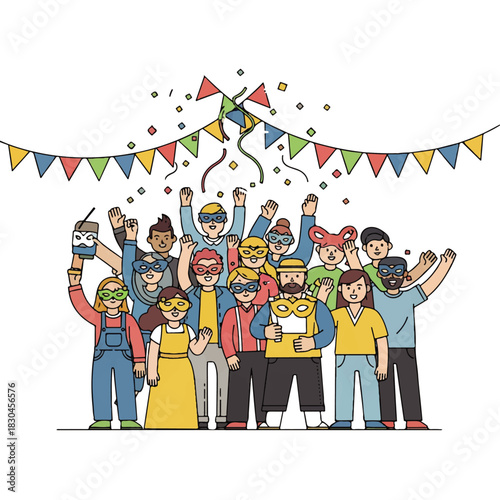 Three vibrant carnival dancers in elaborate feather costumes, celebrating with joy and energy, perfect for festive themes and cultural events.