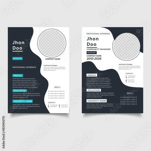 Professional modern and minimal resume CV, Clean and modern resume portfolio CV template