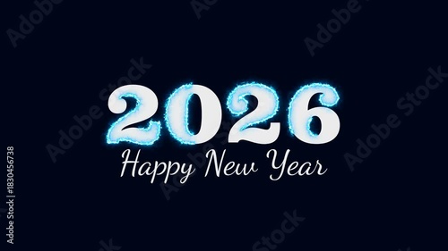 Happy New Year 2026 Celebration 4k video, snowfall and lighting sparkle, Animated midnight happy new year 2026 Social Media Wishes, Greetings, firecracker new year's eve.