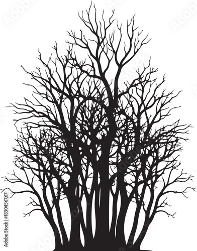 Silhouetted trees vector illustration minimalist design concept art