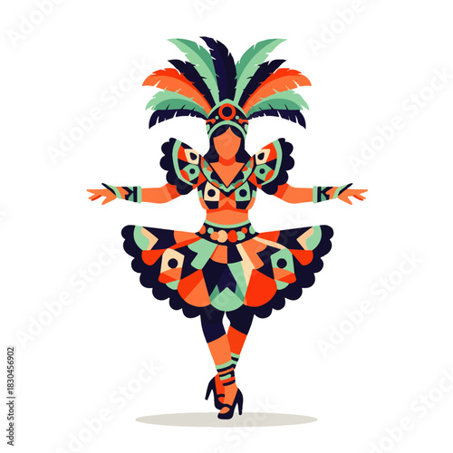 Three vibrant dancers in elaborate feathered costumes celebrate a festive carnival or cultural event, showcasing joy and traditional performance.
