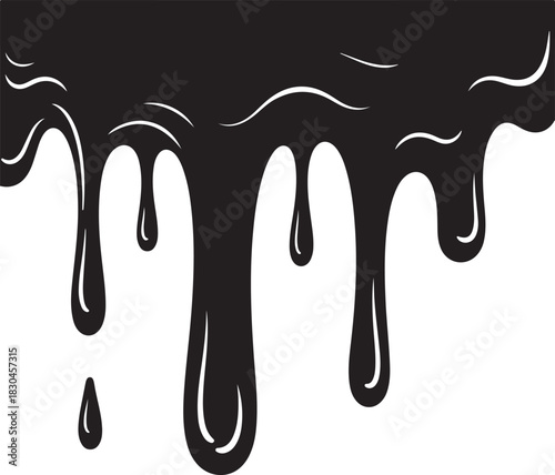 Black dripping paint slime or thick liquid vector