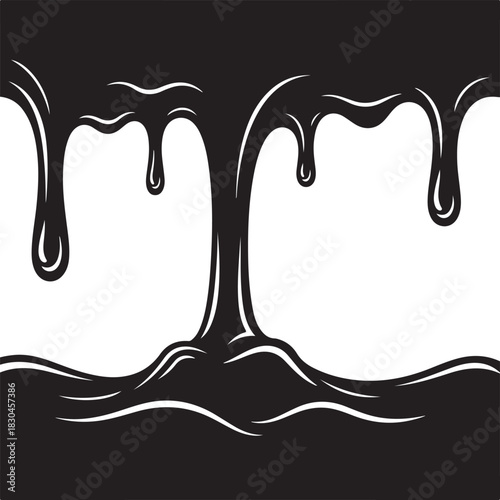 Black liquid dripping with smooth lines
