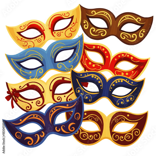 A festive Mardi Gras seamless pattern featuring sparkling purple, green, and gold beads arranged in decorative spirals on a white background, with "Mardi Gras" text.