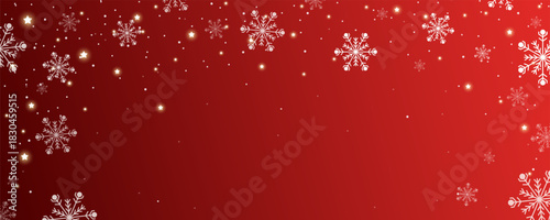 Beautiful red Christmas background. A New Year's or Christmas background with snowflakes, falling snow, and lights. Perfect for a holiday cover, card, banner, or poster.