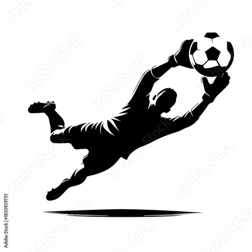 black goalkeeper catching soccer ball clip art preview