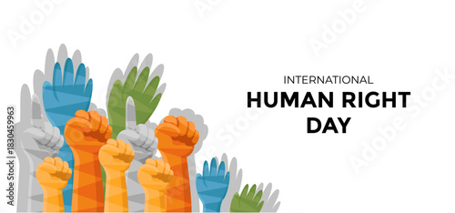 International Human Rights Day Raised Hands Illustration