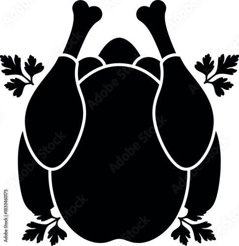 Roasted whole turkey or chicken icon garnished with parsley.