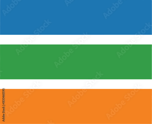 Three horizontal rectangular bars in blue green and orange stacked vertically on transparent background