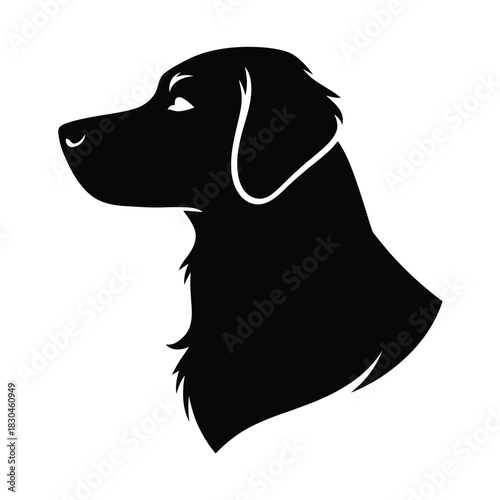 Black silhouette profile of a golden retriever dog head