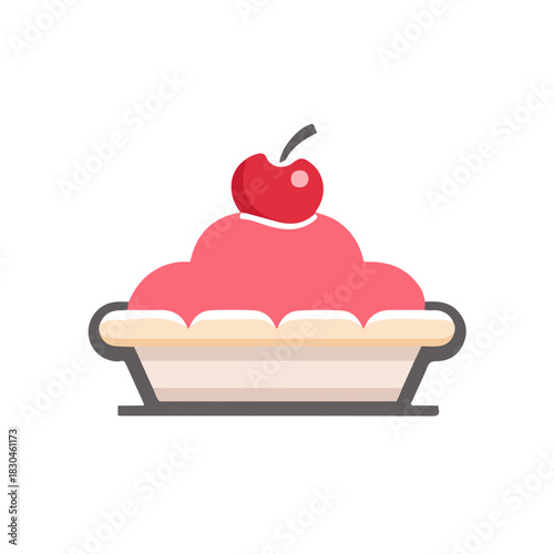 Cherry Pie, clean 2D vector flat illustration in minimal and modern style on a white background.